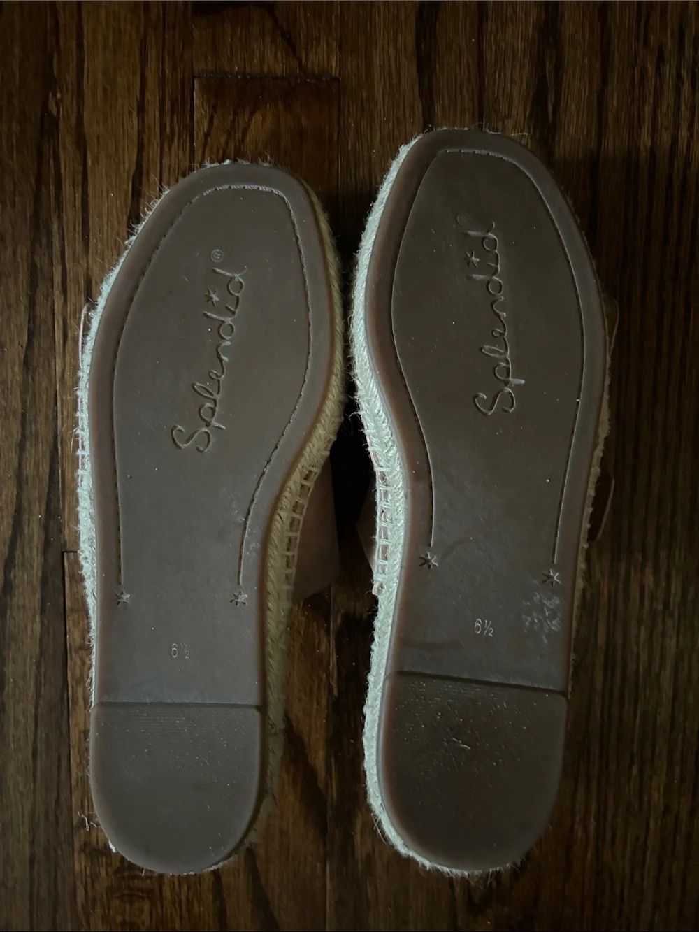 Splendid Leather Double-Buckle Espadrille Slide Sandals in Tan